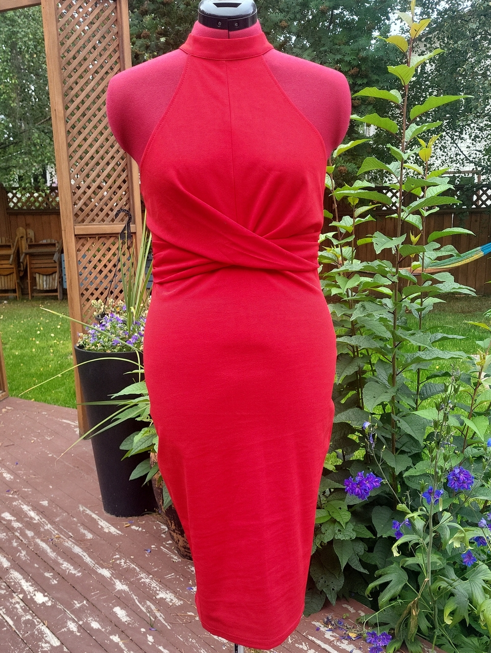AX Paris Red Halter Twist-Waist Midi